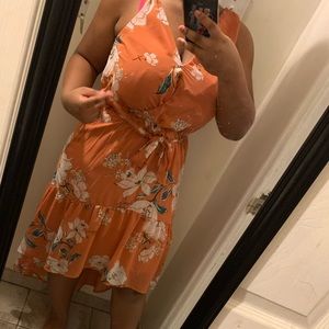 Orange floral dress